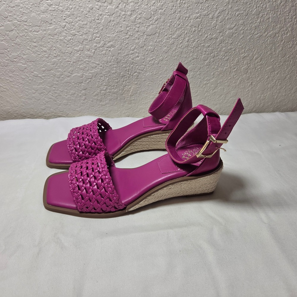 Vince Camuto Magenta Pink Woven Espadrille Wedge Sandals Womens 6.5M 37